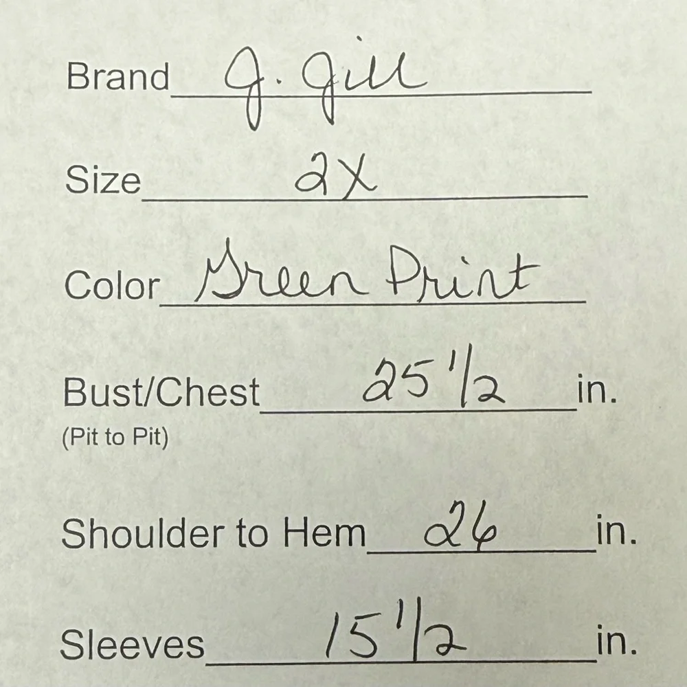 J. Jill 2X Green Boho Print Button Front Long Sleeve Tunic Top Plus Size - Picture 9 of 9